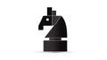 Black Chess Knight Piece Silhouette on White Background, Geometric Design Royalty Free Stock Photo