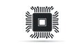 Black CPU Microchip Icon, Central Processing Unit Icon with Legs Royalty Free Stock Photo