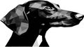 Black Dog Head Geometric Low Poly Art, Monochromatic Portrait Royalty Free Stock Photo