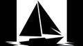 Minimalist Black and White Sailboat Silhouette on Water, Nautical Travel Royalty Free Stock Photo