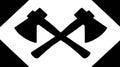 Black Crossed Axes Symbol Icon, Sharp Blades, Rustic Wood Handles, Vector Graphic Royalty Free Stock Photo