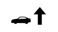 Car Silhouette Moving Forward Icon with Up Arrow Symbol Royalty Free Stock Photo