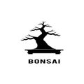 Simple black and white bonsai silhouette vector logo design