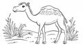 Cute Camel Coloring Page for Kids, Desert Animal Outline Royalty Free Stock Photo