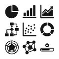 Simple Black and White Data Visualization Chart and Diagram Icon Set Royalty Free Stock Photo