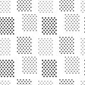 Simple black and white doted squares geo seamless pattern, vector