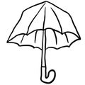 Black and white freehand drawn cartoon umbrella