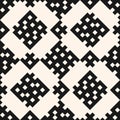 Simple black and white geometric abstract seamless pattern. Pixel style texture with folk motifs Royalty Free Stock Photo