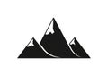 Simple black and white graphic of three stylized mountains with sharp peaks. The central mountain Royalty Free Stock Photo