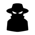 Simple, black and white hacker silhouette. Isolated on white