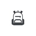 A simple black and white icon of a backpack on a white background. The backpack Royalty Free Stock Photo