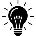 Black and white light bulb icon representing an idea isolated on transparent background Royalty Free Stock Photo