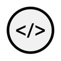 Simple black and white icon representing coding or programming with angle brackets code computer Royalty Free Stock Photo