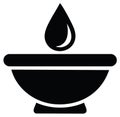 Simple black and white illustration of a bowl and water drop icon Royalty Free Stock Photo