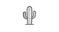Simple black and white illustration of a cactus. It features a central vertical stem with Royalty Free Stock Photo