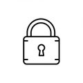 A simple black and white illustration of a padlock with a keyhole at the center. The Royalty Free Stock Photo
