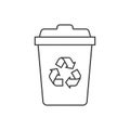 Simple black and white illustration of a recycling bin. The bin features a clearly define Royalty Free Stock Photo