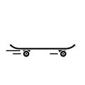 Simple black and white illustration of a skateboard. The design features a flat board with Royalty Free Stock Photo
