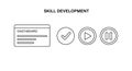 A simple black and white illustration of skill development icons and a dashboard Royalty Free Stock Photo
