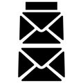 A simple black and white illustration of three envelopes stacked on top of each other. Royalty Free Stock Photo