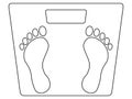 Simple black and white illustration of a weight scale,