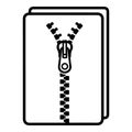 Black and white illustration of a zipper on a document simple icon design Royalty Free Stock Photo