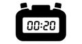 Simple black and white kitchen timer icon with 20 seconds countdown on digital display, isolated on Transparent Background Royalty Free Stock Photo