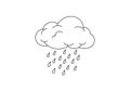 A simple black and white line drawing depicts a cloud with Royalty Free Stock Photo