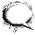 Simple black and white line drawing of an empty speech bubble on a plain background, as used in comic book style illustrations. Royalty Free Stock Photo