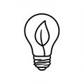 A simple black and white line drawing features an outline of a light bulb with a single Royalty Free Stock Photo