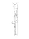 Black and white line art drawing of Contrabassoon illustration