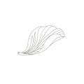 Black and white line drawing of a single leaf. The leaf features Royalty Free Stock Photo