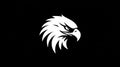 White Eagle Head Logo Silhouette on Black Background, Powerful Raptor Emblem Royalty Free Stock Photo