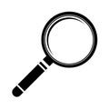 Simple, black and white magnifying glass icon