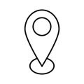 A simple black and white outline of a location pin, symbolizing navigation, GPS, map markers, or geolocation in a minimalist