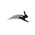 Simple black and white Running Rabbit logo design vector illustration Royalty Free Stock Photo