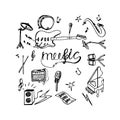 Simple Black and White Set of Icons Related to Music Royalty Free Stock Photo