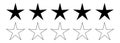 Solid black and outline white star shapes, perfect for rating systems, website design elements, or graphic design projects. Royalty Free Stock Photo