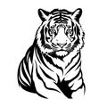 Simple black and white tiger silhouette isolated on white background Royalty Free Stock Photo