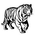 Simple black and white tiger silhouette isolated on white background Royalty Free Stock Photo