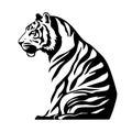 Simple black and white tiger silhouette isolated on white background Royalty Free Stock Photo