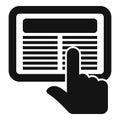 Simplified black and white icon representing touchscreen interaction using a finger