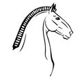 Simple black and white vector drawing of a horse head