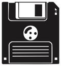 Simple black and white vector icon of a retro 3.5 inch floppy disk for data storage Royalty Free Stock Photo