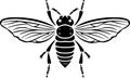 Fly - black and white isolated icon - vector illustration Royalty Free Stock Photo