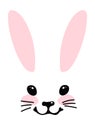 Simple blank for design. Head of a cute bunny with ears, eyes and a smile, portrait of a cute forest animal. Vector