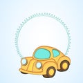 Simple blank frame for your message with kiddish style car.