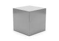 A simple blank gray cube sits on a white background Royalty Free Stock Photo
