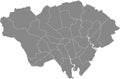 Blank gray electoral wards map of Cardiff, United Kingdom Royalty Free Stock Photo