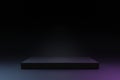 Simple blank luxury black gradient background with neon illuminate product display platform Royalty Free Stock Photo